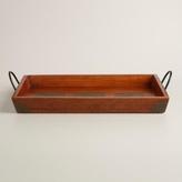 Thumbnail for your product : World Market Rectangular Wood and Metal Embossed Tray