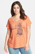 Thumbnail for your product : Lucky Brand 'Forbidden Fruit' Scoop Neck Tee (Plus Size)