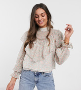 Thumbnail for your product : Miss Selfridge Petite ruffle blouse in multi floral