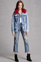 Thumbnail for your product : Forever 21 Faux Fur Collar Denim Jacket