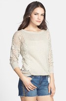 Thumbnail for your product : Caslon Dolman Sleeve Pointelle Stitch Linen & Cotton Sweater