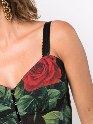 Dolce & Gabbana Rose-Print Bustier-Style Dress