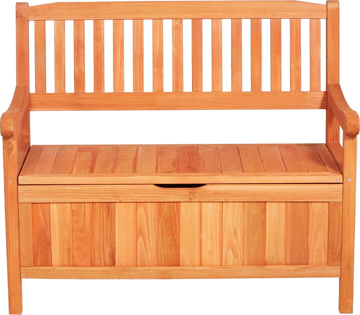 KFFKFF Outdoor Wooden Storage Bench, 2-Person Seating with 33-Gallon Capacity, Durable Deck Box with Side Handles, Supports 705 lbs, Weather-Resistant Design for Patio, Garden, Balcony, or Yard