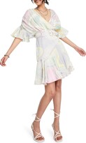 Thumbnail for your product : ASOS DESIGN Wavy Print Ruffle Tie Back Belted Dress
