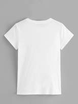 Thumbnail for your product : Shein Cat And Letter Print Tee