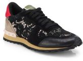 Thumbnail for your product : Valentino Leather & Lace Sneakers