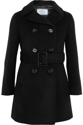 Prada Belted Wool Coat - Black
