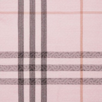 Burberry Lightweight Monogram and Check Wool Silk Scarf