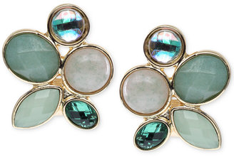 Jones New York Gold-Tone Faceted Green Stone Clip-On Earrings