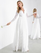 Thumbnail for your product : ASOS EDITION Penelope v neck lace wedding dress with open back