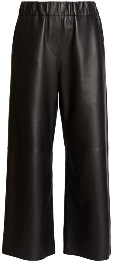 cropped wide leg leather pants