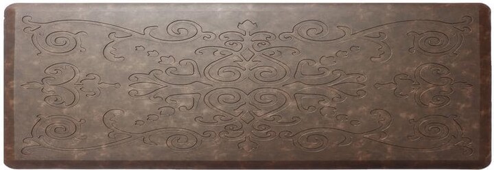J&V Textiles Cloud Comfort Espresso 17 in. x 60 in. Medallion Embossed Anti-Fatigue Mat