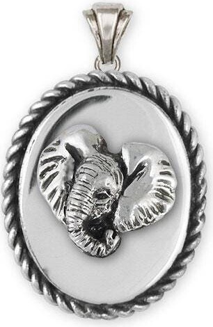 Etsy Elephant Jewelry Sterling Silver Pendant Handmade Wildlife El4H-Vp