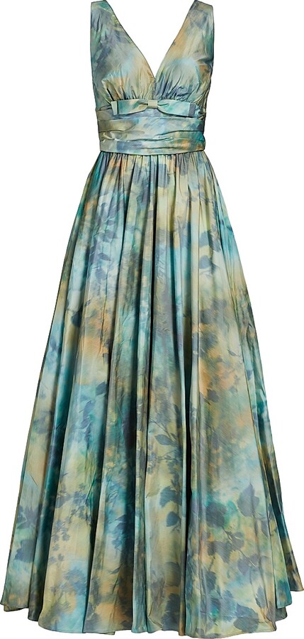 Catherine Regehr Women's Silk Taffeta Floral Gown - Size 6