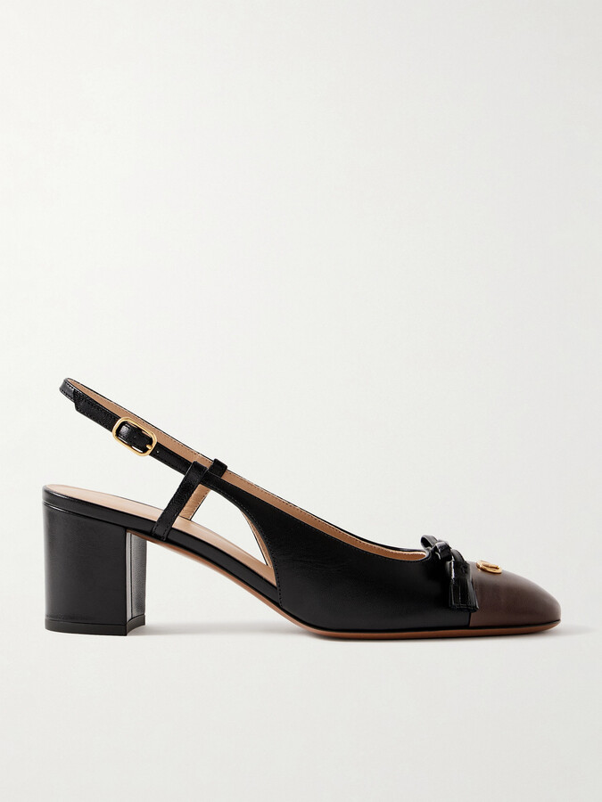 Valentino Garavani Vlogo 65 Tasseled Two-tone Leather Slingback Pumps - Black