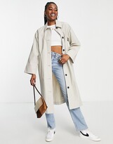 Thumbnail for your product : Monki nylon collared coat in beige