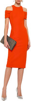 Thumbnail for your product : Victoria Beckham Cold-shoulder stretch-ponte midi dress