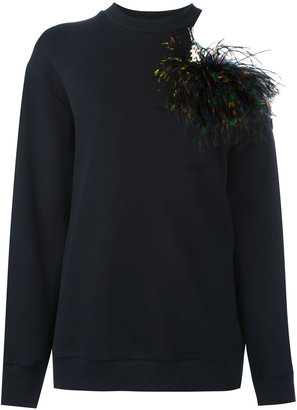 Christopher Kane feather sweatshirt - women - Cotton - XS