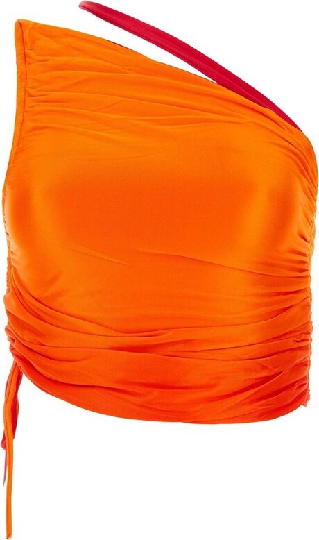 Andrea Adamo Ruched Asymmetric Knit Top