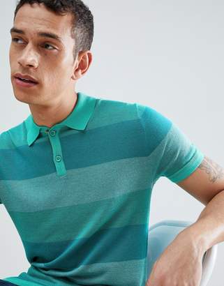Benetton Knitted Polo In Bold Stripe