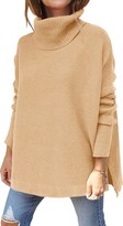 Thumbnail for your product : LILLUSORY Women's Turtleneck Oversized Sweaters 2022 Fall Long Batwing Sleeve Spilt Hem Tunic Pullover Sweater Knit Tops