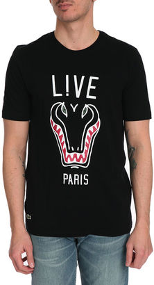 Lacoste LIVE Black Crew Neck Printed Live T-shirt