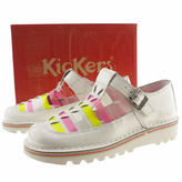Thumbnail for your product : Kickers womens white & pink kick t-bar hurache patent flats