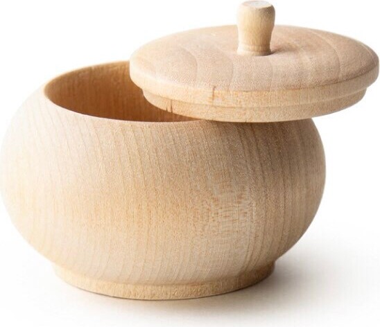 Set Of 10 - 1.5" Tall Wood Jar, Bean Pot, Tooth Fairy Pretend Play Kitchen, Natural Boxes, Tole Painting, Jewelry Storage