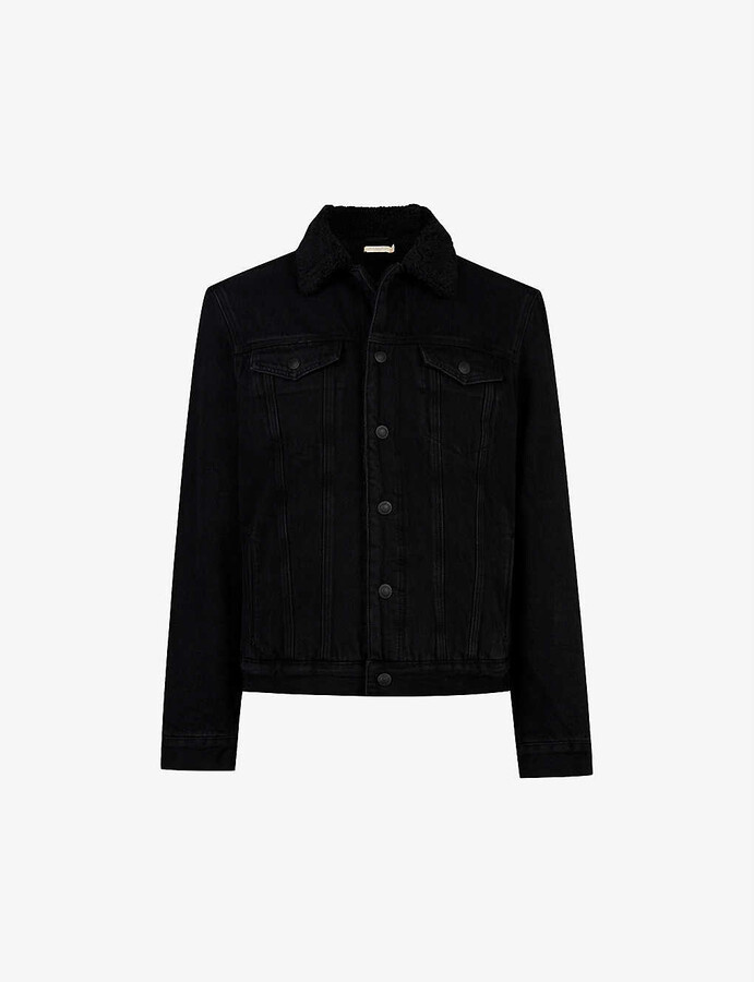 shearling lined denim jacket mens