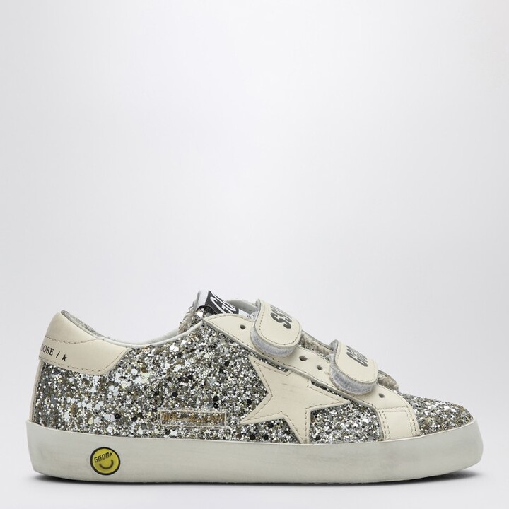 Golden Goose Old School sneaker in platinum/cream glitter
