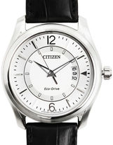 Thumbnail for your product : Citizen Quartz Watch Silver Face Black Leather Strap