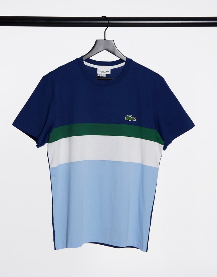Lacoste multi color panelled t-shirt in navy/ white/ green - ShopStyle