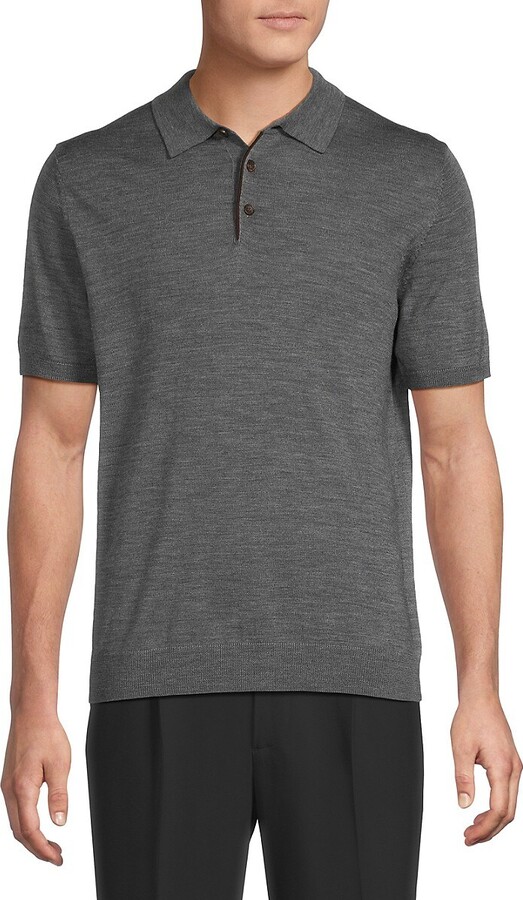 Bruno Magli Short Sleeve Merino Wool Sweater Polo