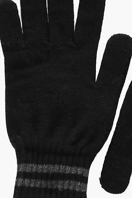 boohoo Mens Knitted Gloves With Stripe in Black size One Size