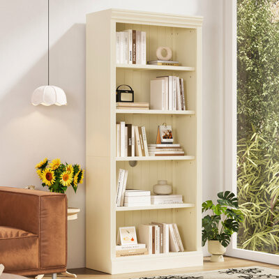 83" Tall Wood Bookcase Suite with light strip ,5-Tier Decor Bookcase Suite with Adjustable Shelves,Storage Organizer,Free Standing Storage Shelves Sui