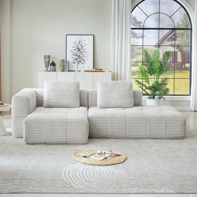 Latitude Run Modern Style Sofa For Indoor L-Shape Modular Compressed Couch Cloud Sectional Sofa With Chaise Lounge Effortless Setup Oversized Comfort For Livin