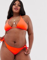 Thumbnail for your product : ASOS DESIGN curve sleek triangle bikini top in neon orange