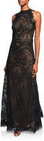 Thumbnail for your product : Tadashi Shoji Scallop Lace Overlay Halter Gown