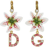 Thumbnail for your product : Dolce & Gabbana White Crystal Lily Logo Earrings