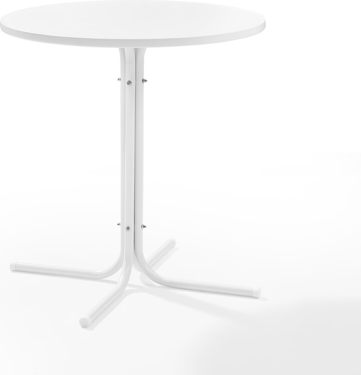 Crosley Furniture Griffith Retro Metal Outdoor Bistro Table in White Satin
