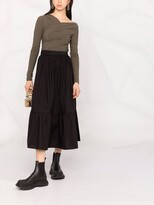 Thumbnail for your product : Patrizia Pepe Tiered Cotton Midi Skirt