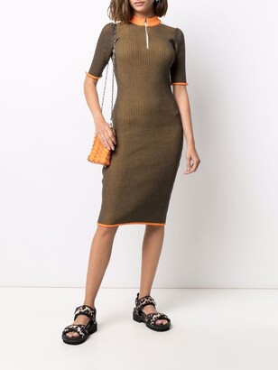 Sunnei Ribbed-Knit Colourblock Midi Dress