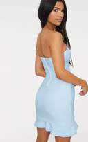 Thumbnail for your product : PrettyLittleThing Dusty Blue Bandage Frill Hem Bodycon Dress