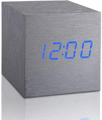 GINGKO Cube Click Clock - Aluminum/Blue LED