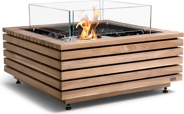 EcoSmart Fire Base 30 Teak Fire Pit in Silver