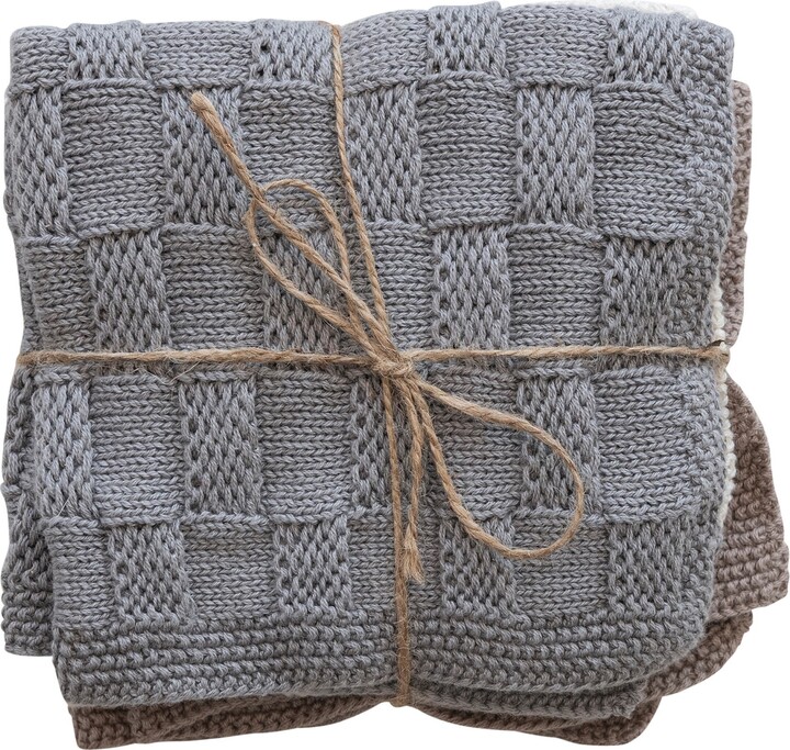 Storied Home Farmhouse Square Cotton Blend Dish Towels, Set of 3