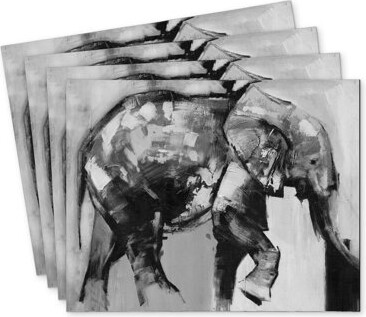 East Urban Home Beautiful Monochrome Elephant Polyester Orlane - Set of 4