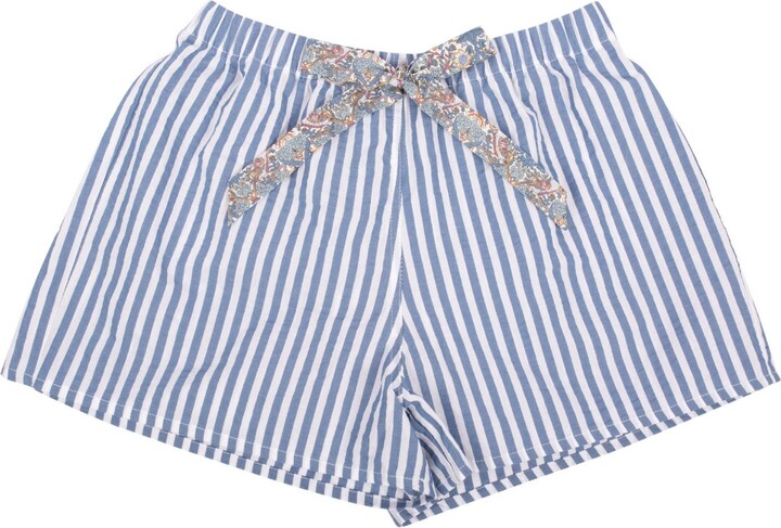 Le Colonel Blue / White Blue Stripes Seersucker Pyjama Shorts