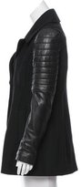 Thumbnail for your product : Mackage Leather-Accented Double-Breasted Coat