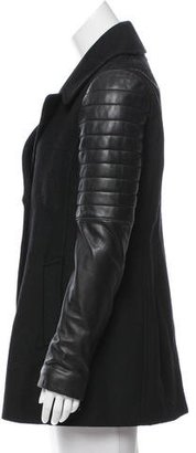 Mackage Leather-Accented Double-Breasted Coat
